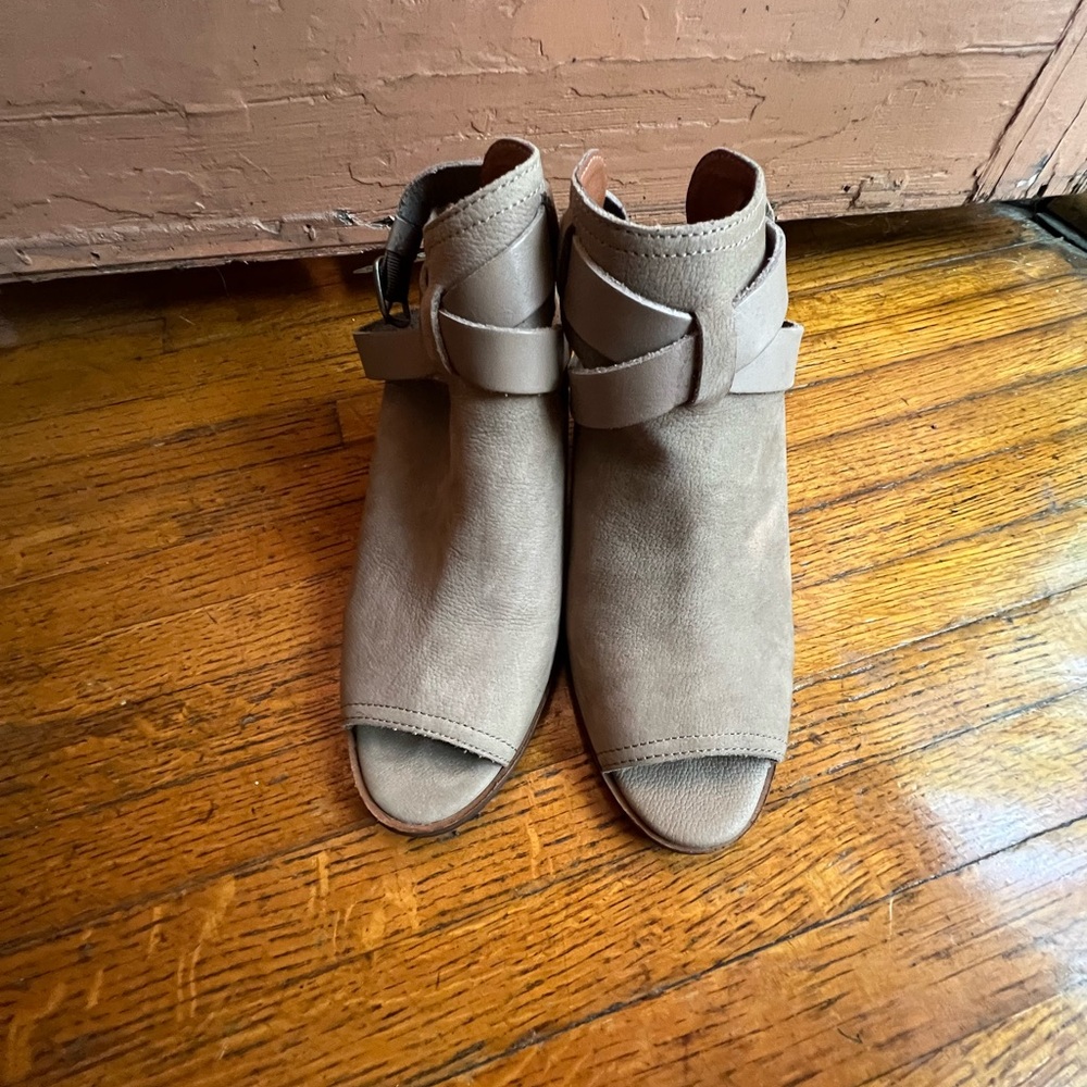 Lucky Brand Women's Taupe Open-Toe Ankle Booties